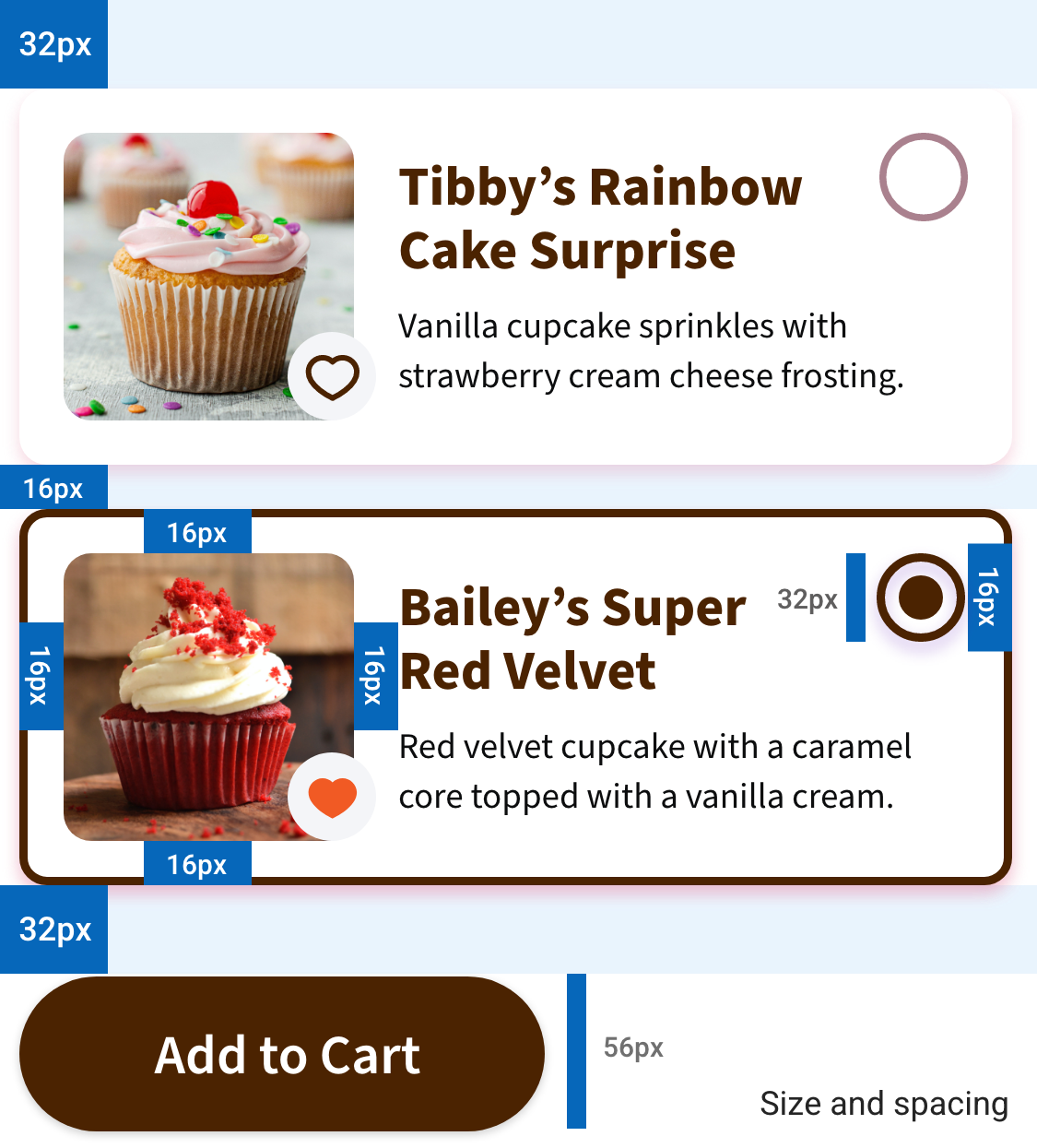 Cupcakes Size and Spacing