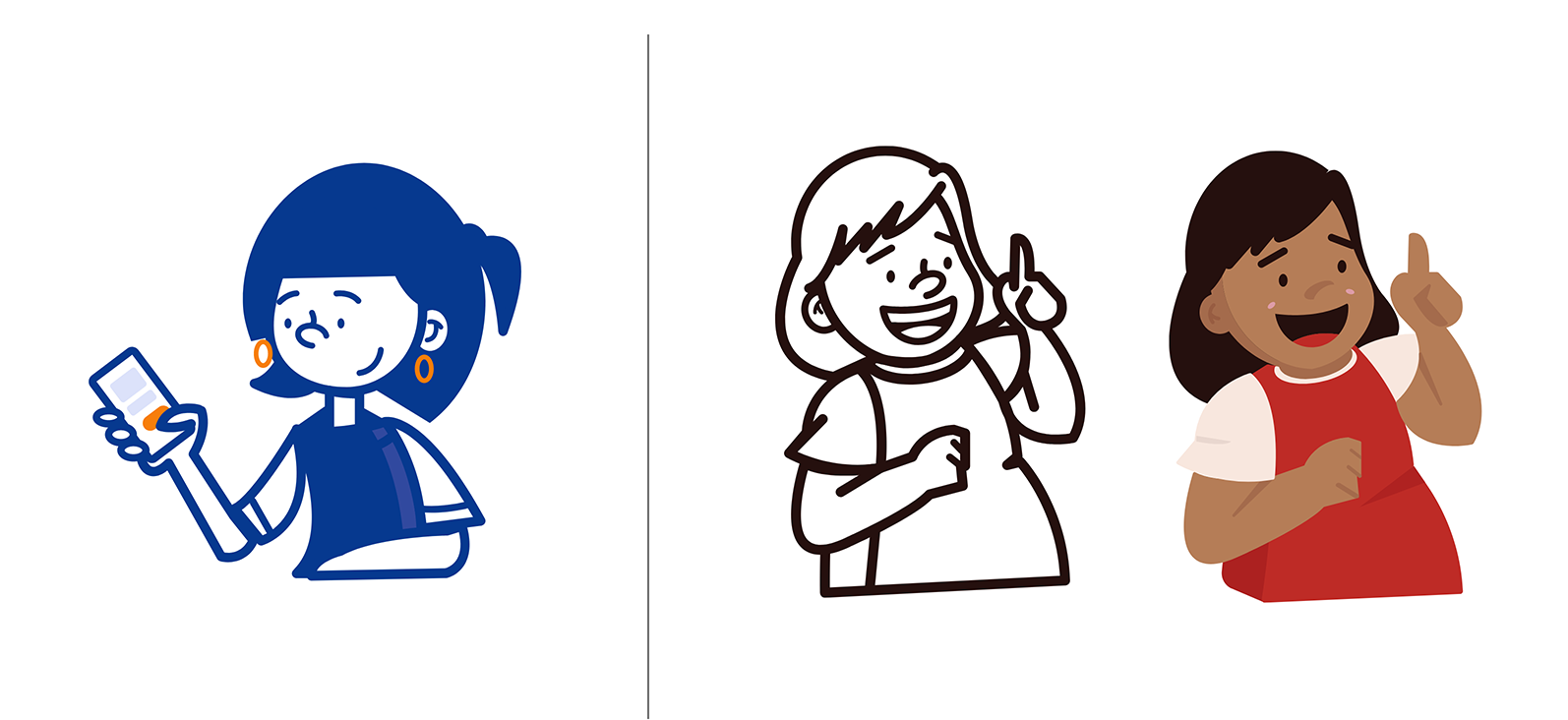 Character design comparison showing style evolution