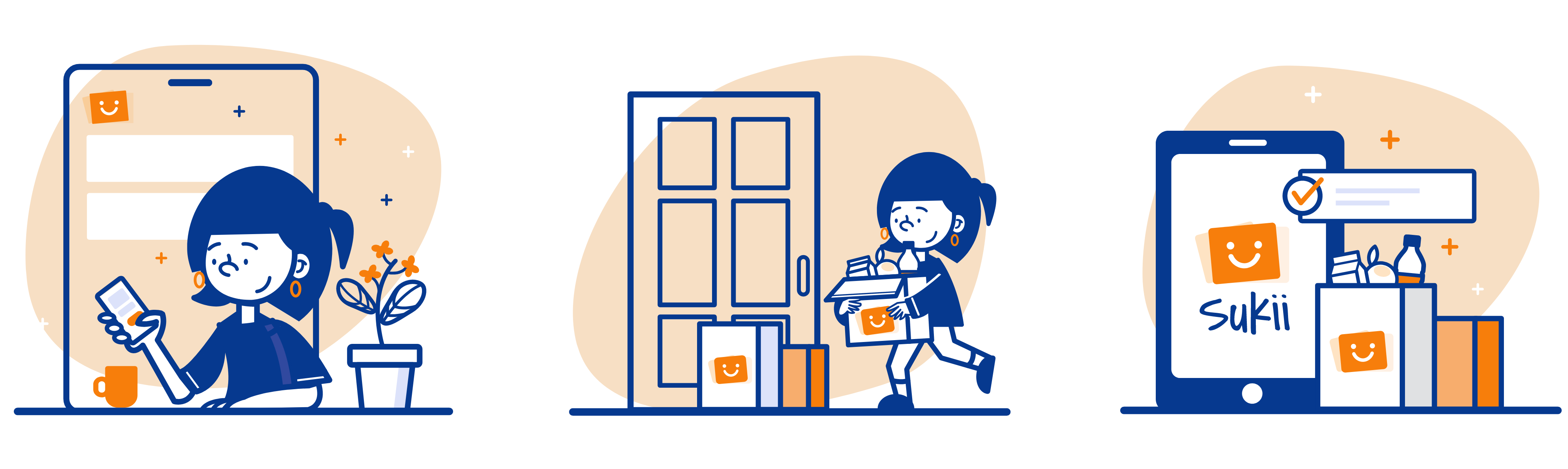 Character design explorations showing different women